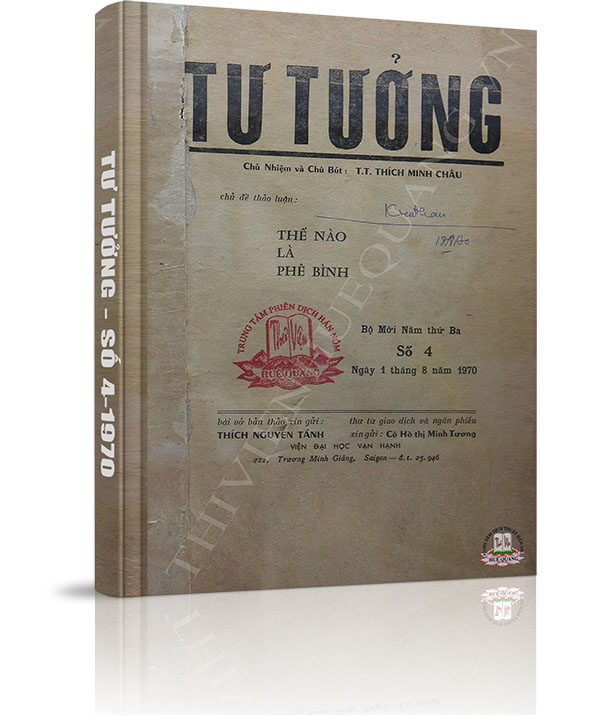 Tạp chí Tư Tưởng - Số 4 năm 1970 - Tạp chí Tư Tưởng số 4 năm 1970